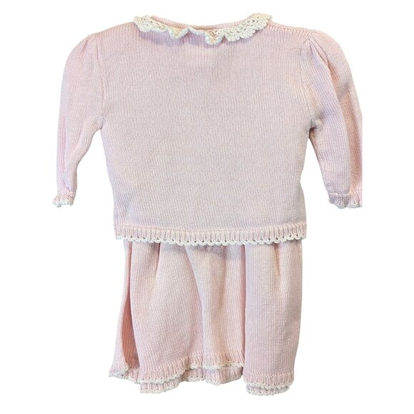 Sophie Dess Creations Paris Dress & Sweater Set Baby 3M Cotton Embroidered Pink - Picture 8 of 16